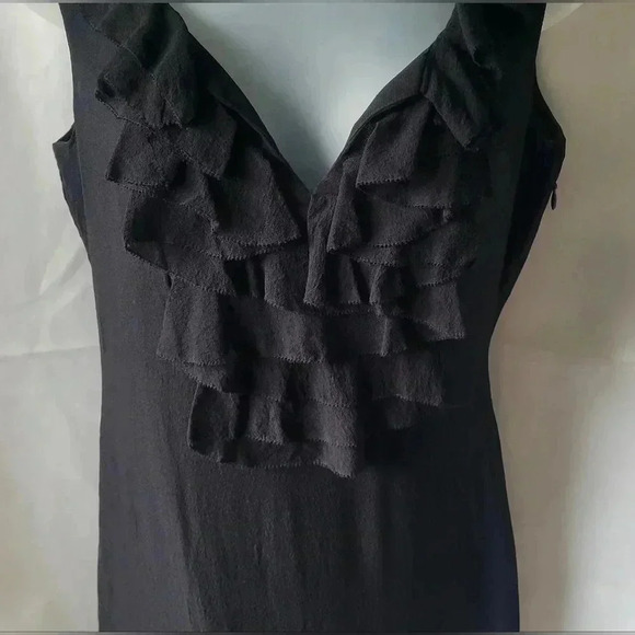 Banana Republic ruffled front silk dress, sleeveless, black, size 6 - Picture 3 of 9
